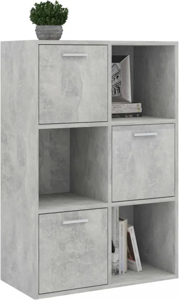 betonszürke szerelt fa tárolószekrény 60 x 29,5 x 90 cm