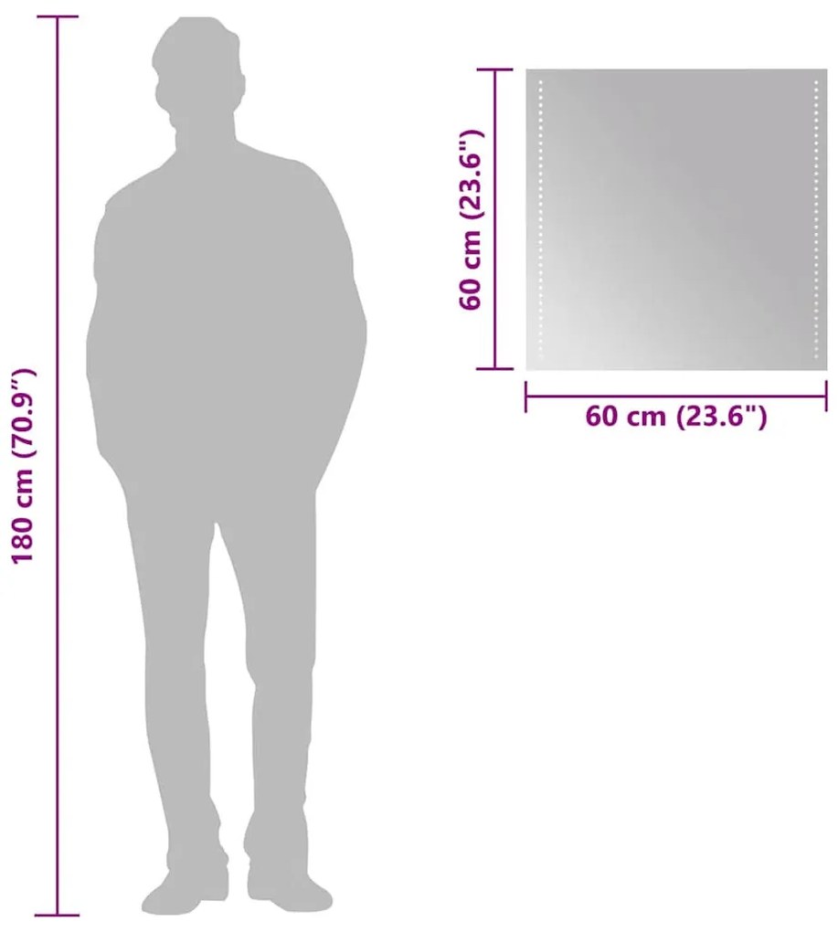 LED-es fürdőszobatükör 60x60 cm