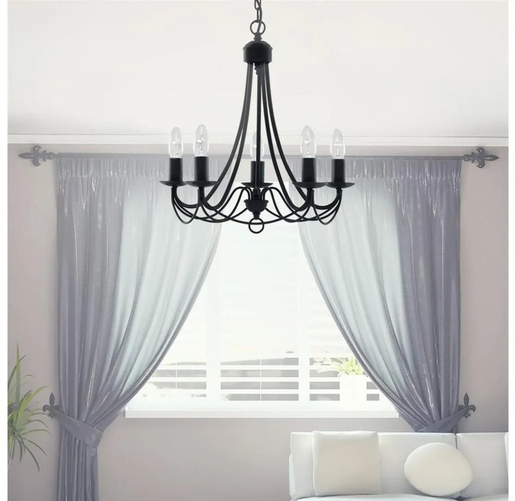 Searchlight 6345-5BK - Csillár láncon MAYOPLE 5xE14/60W/230V