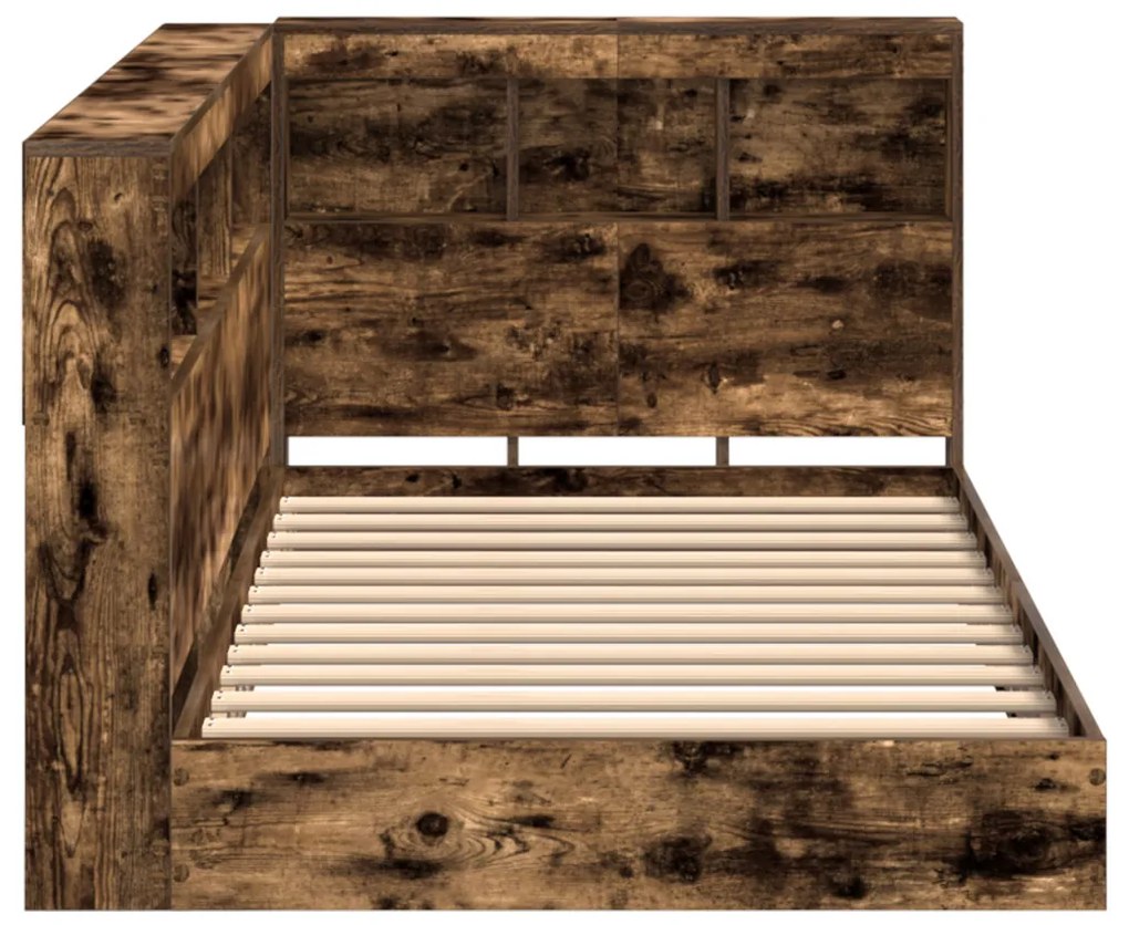 Könyvespolcos Ágy fejtámlával Füstölt tölgy 75 x 190 cm Faanyag