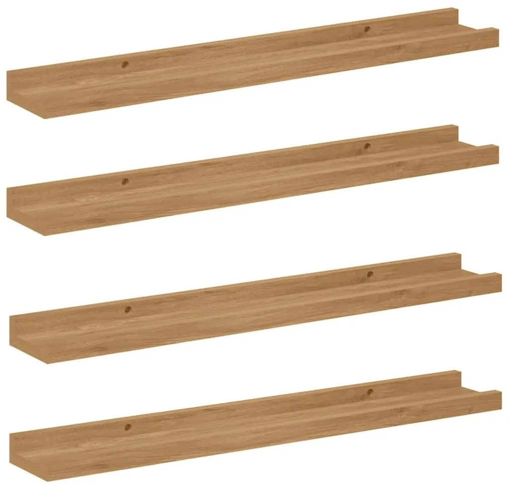 vidaXL Falpolc polcokkal tárolóval 4 pcs Barna 60 x 9 x 3 cm Faanyag