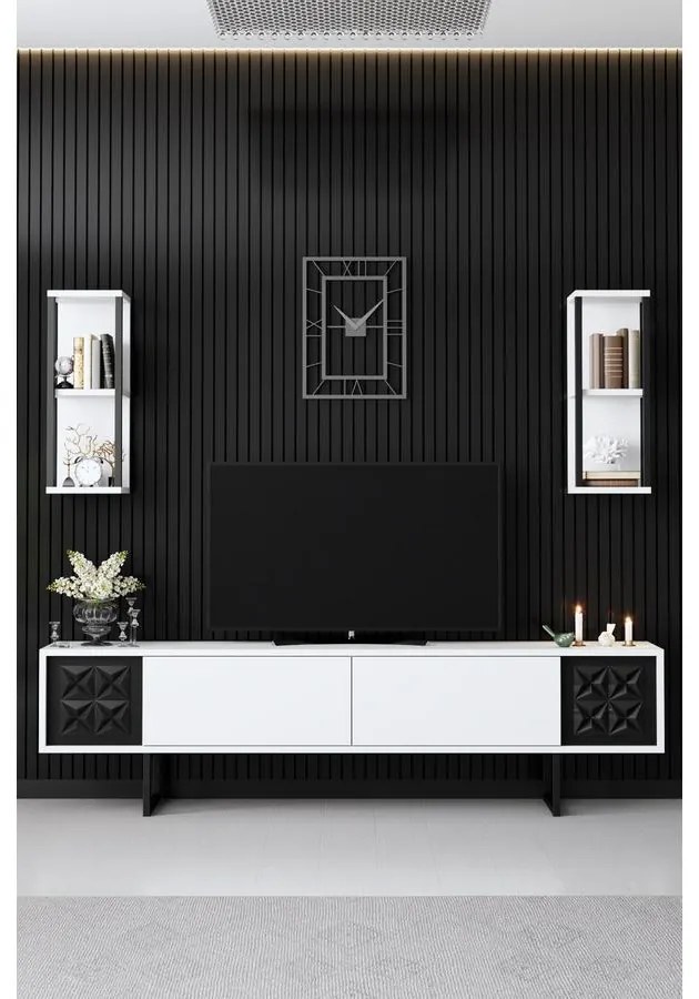 TV szekrény Black Line - White, Black