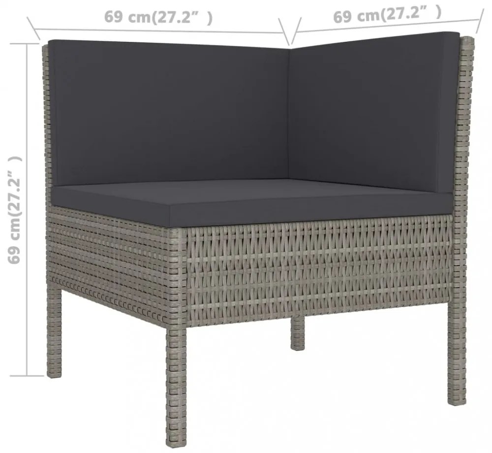 vidaXL 14 részes szürke polyrattan kerti ülőgarnitúra párnákkal
