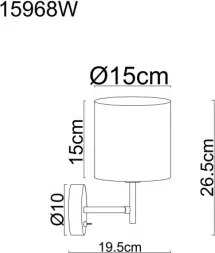 Globo 15968W Fali lámpa, matt homokszínű fém, krómozott fém, krém színű textil, billenőkapcsoló a terméken, SzxM: 150x265mm, Mélység: 200mm, 1x E14 40W 230V izzó nélkül