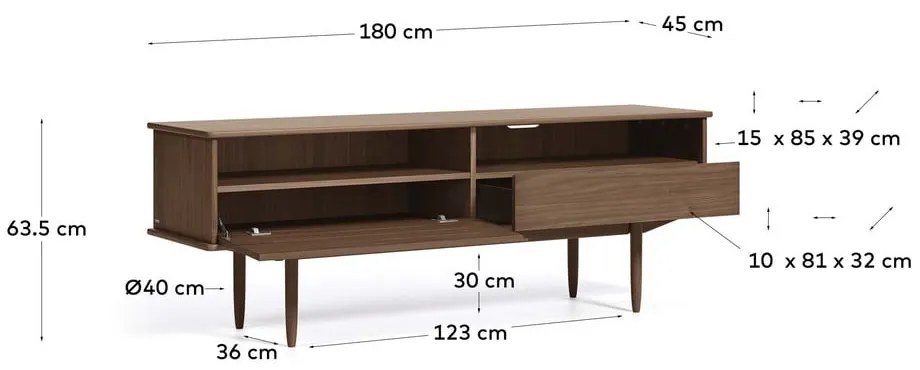 Carolin TV-állvány diófa dekorral - Kave Home