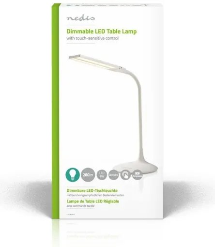 Nedis LTLG3M1WT4 - LED asztali lámpa, állítható fényerő, 6W, 5V, 2200 mAh, fehér