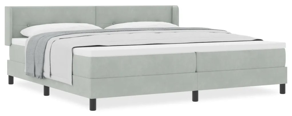 Boxspring Ágy Matrac Közép Szürke 200x200 cm Bársony