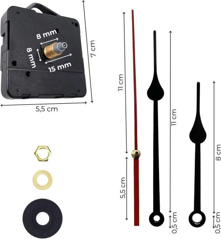 Fekete alumínium óramutatók - könnycsepp alakú 11,5 / 8,5 cm