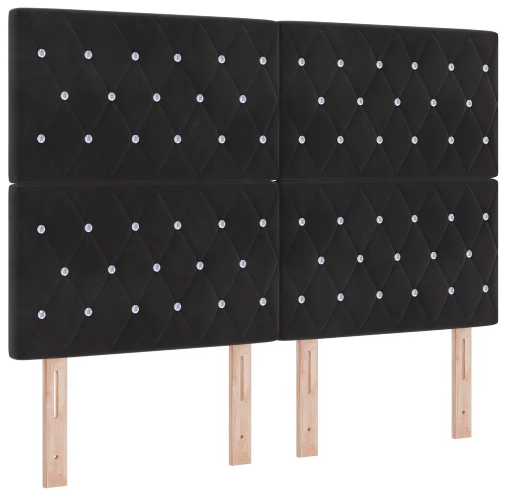 Boxspring Ágy Matrac nélkül Fekete 140x200 cm Bársony