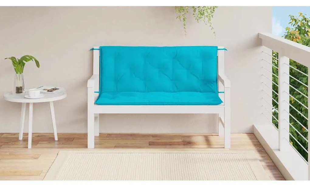 2 db türkizkék szövet kerti padpárna 120 x 50 x 7 cm