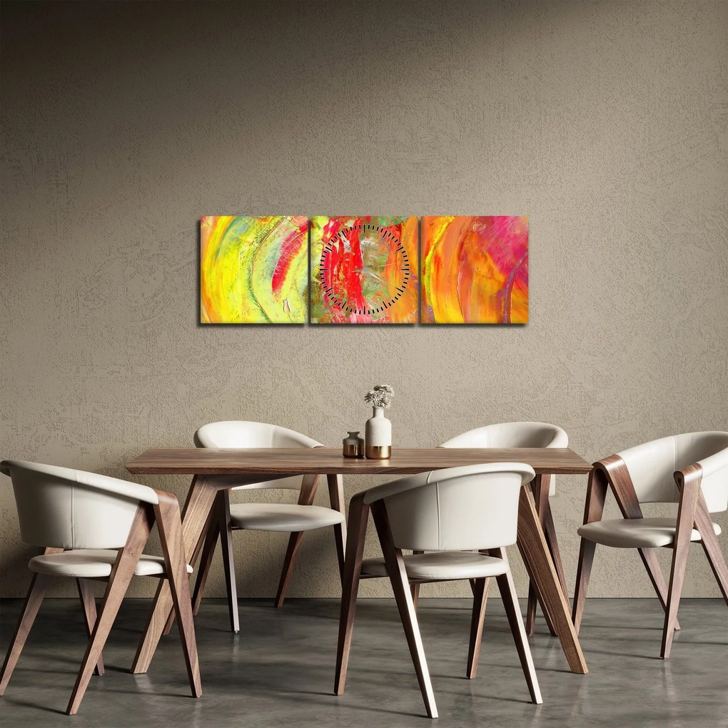 Absztrakció kép - festmény (órával) (90x30 cm)