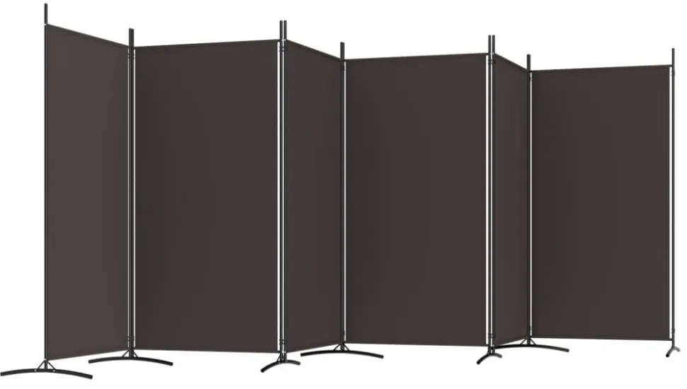 6 paneles barna szövet paraván 520x180 cm