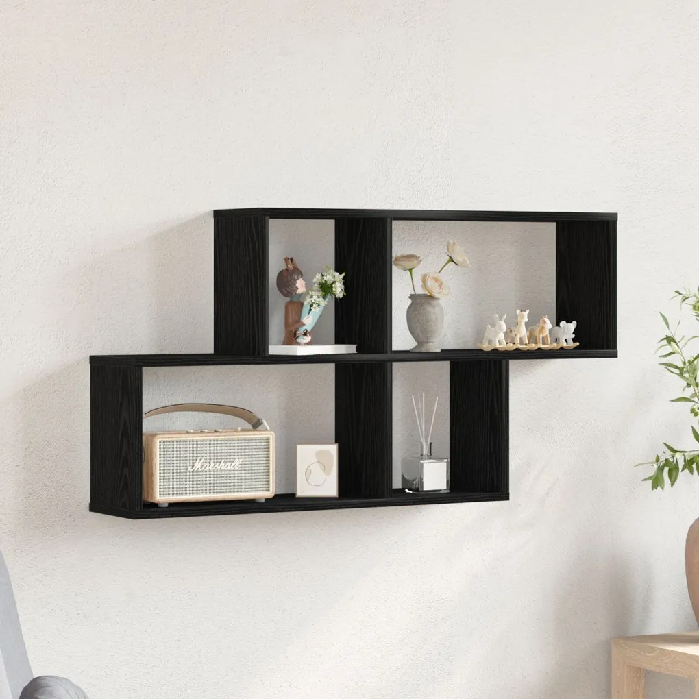 Fekete Tölgy Fali Szekrény 76x15x53 cm Mérnöki Fából