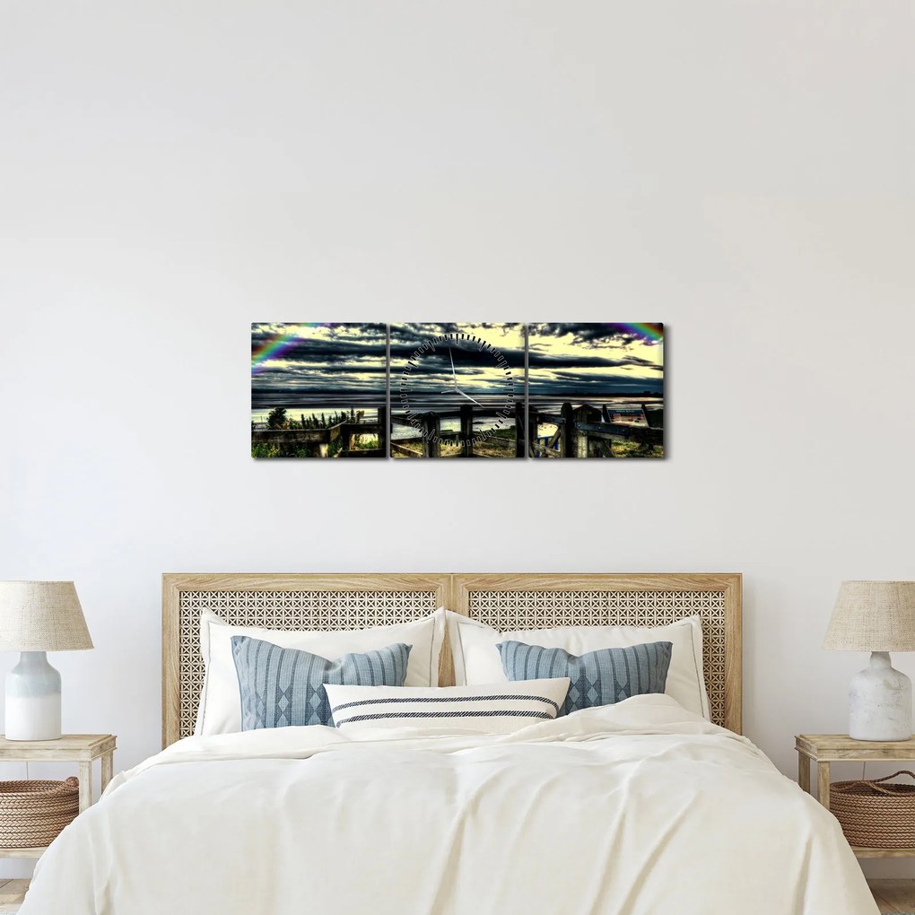 Szivárvány a tenger felett képe (órával) (90x30 cm)