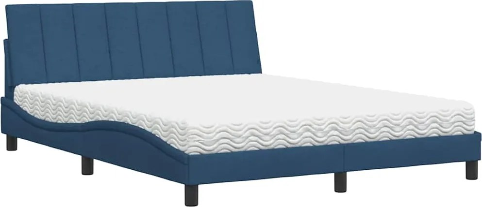 vidaXL ágy matraccal Hanko kék 160x200 cm szövet