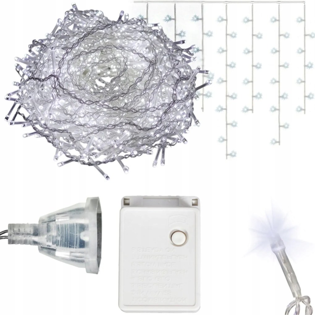Jégcsap 500 Led Függöny Kültéri Lámpa IP44 Fehér Hideg Flash 15 M Goliat