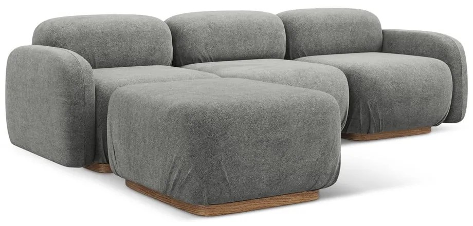 Szürke buklé moduláris sarokkanapé Ailani – Makamii