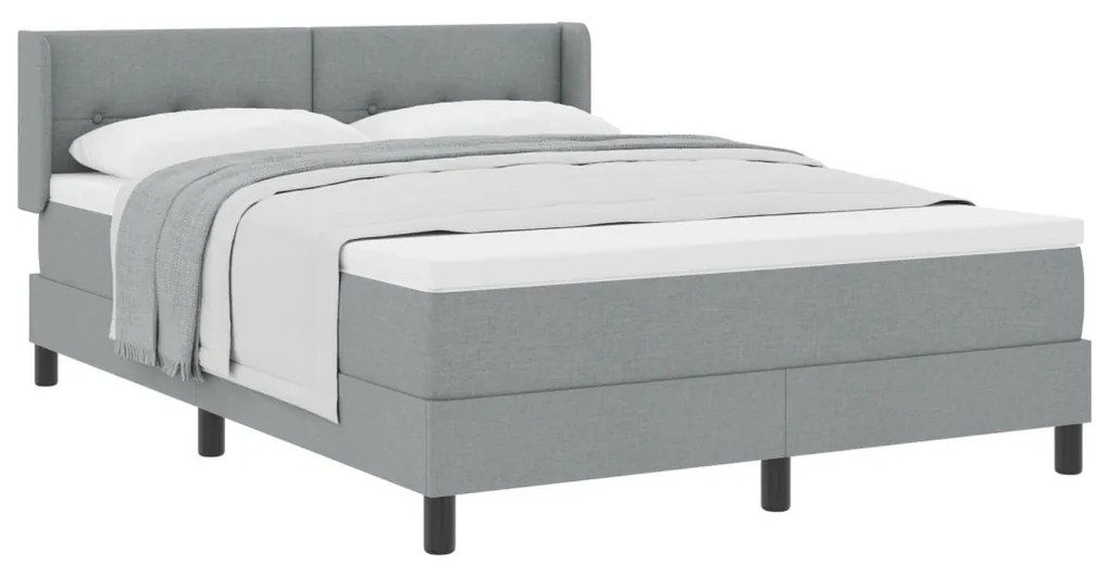 Boxspringágy matraccal - Világosszürke, 140 x 190 cm - Szövet