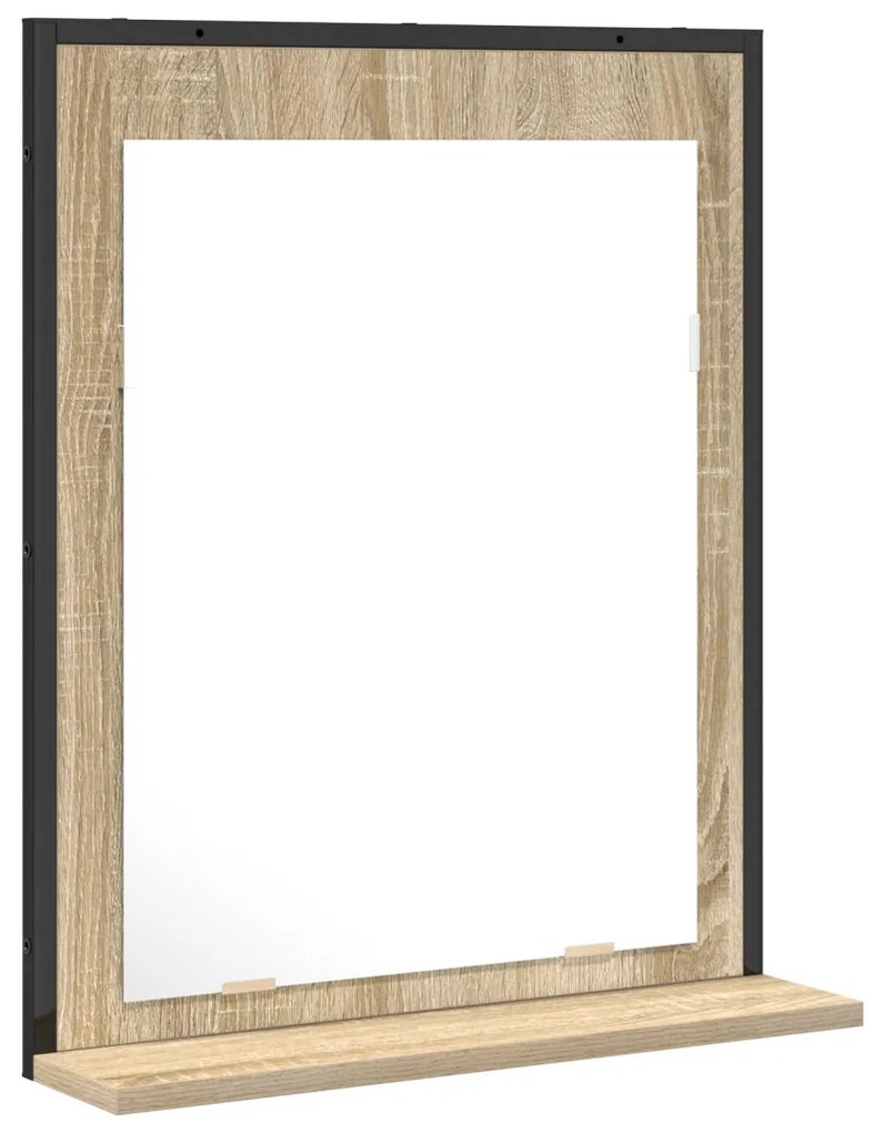 Fürdőszobai Tükör Polccal Sonoma Tölgy 50x12x60 cm Szerelt Fa