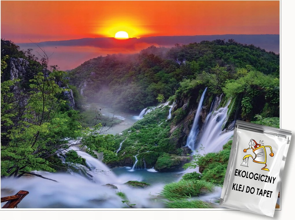 Fotótapéta Vízesés 3D Nap Kilátás Nappali Hálószoba Fali Tapéta 350x250