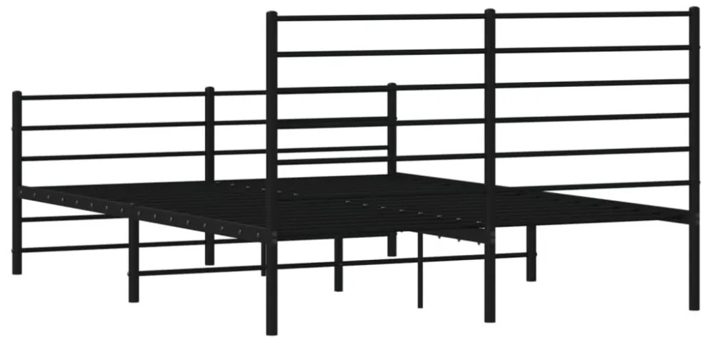 fekete fém ágykeret fej- és lábtámlával 135 x 190 cm