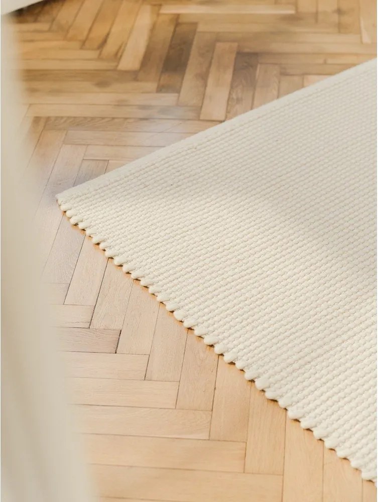 Bézs kézi szövésű gyapjú futószőnyeg 80x170 cm Talo – noo.ma