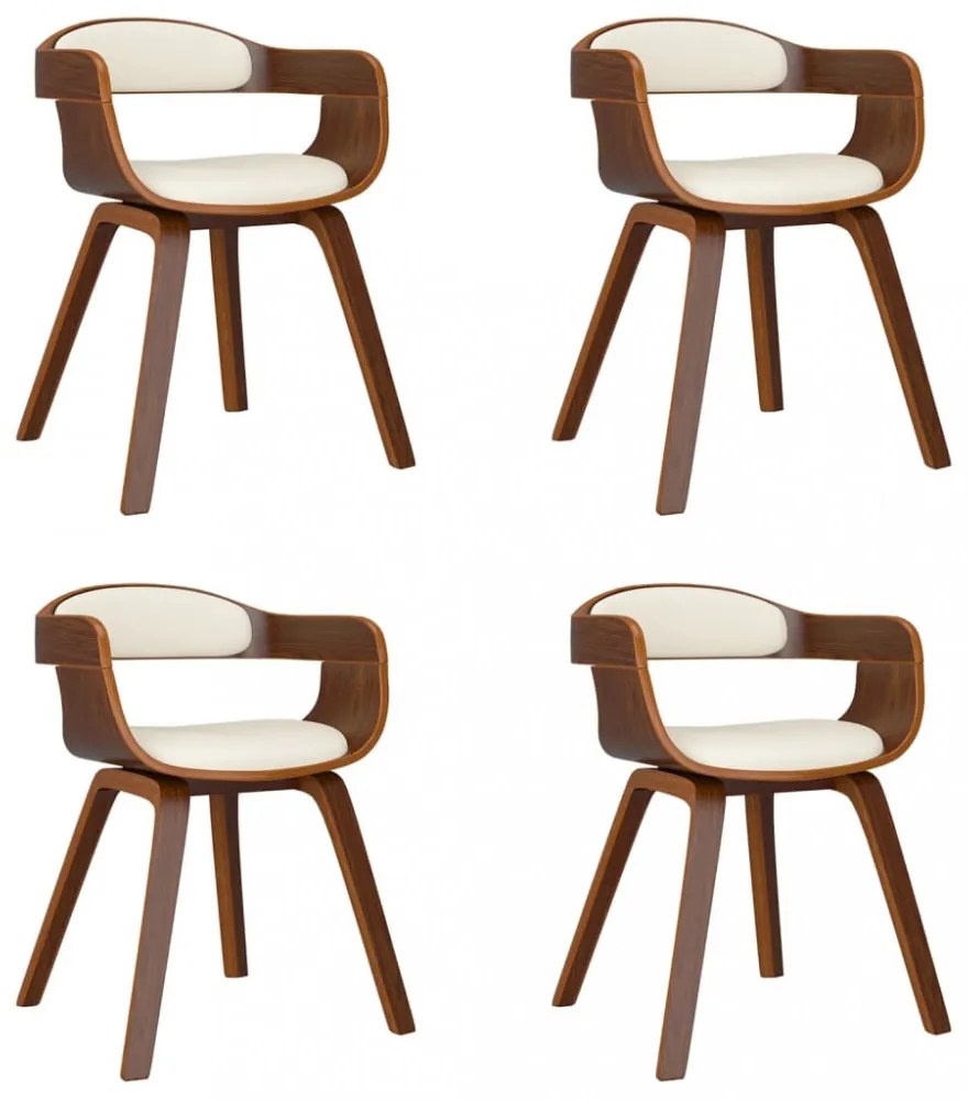 vidaXL 4 db krémszínű műbőr és hajlított fa étkezőszék