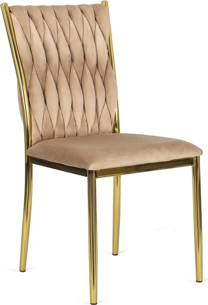 Fonott bársony szék bézs színben, DAN