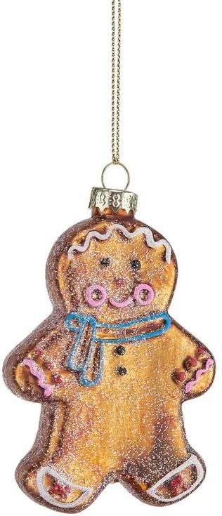 HANG ON üveg karácsonyfadísz, Gingerbread man