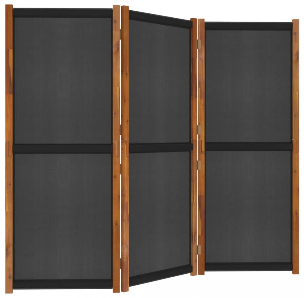 fekete 3 paneles térelválasztó 210 x 180 cm