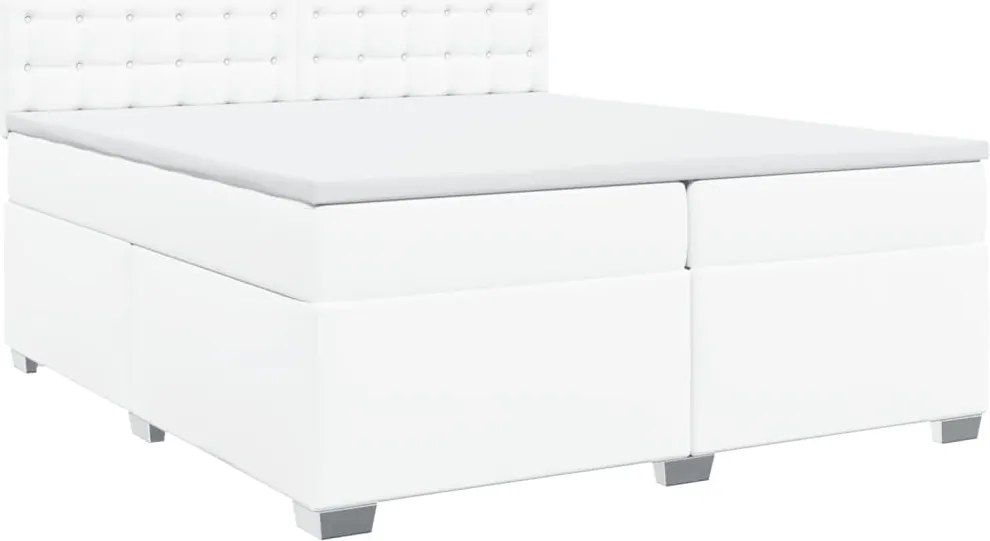 vidaXL fehér műbőr rugós ágy matraccal 200 x 200 cm
