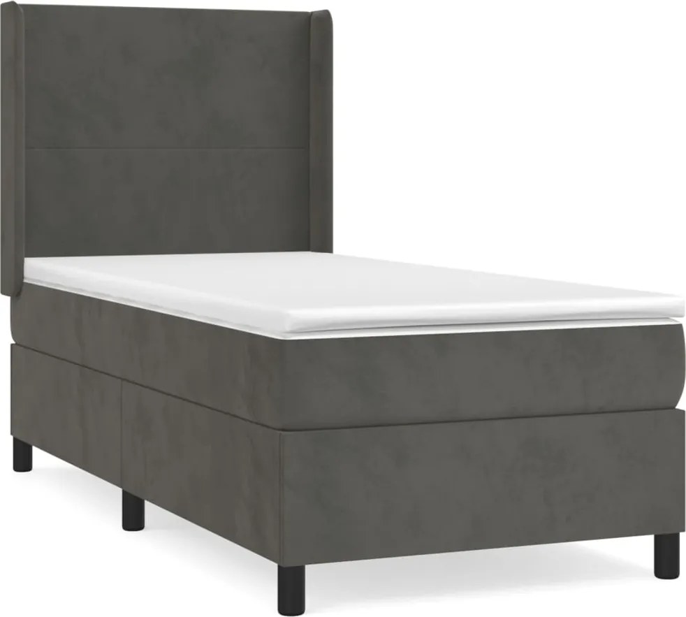 vidaXL sötétszürke bársony rugós ágy matraccal 80 x 200 cm