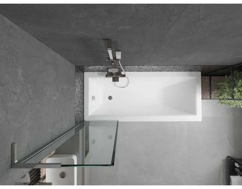Mexen Next L, 1 szárnyú kádparaván 50 x 150 cm, 6mm átlátszó üveg-fekete mintás, króm profil, 895-050-000-03-70-01