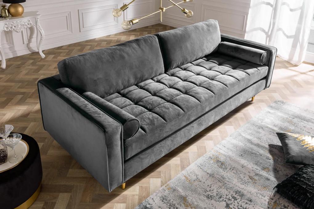 COZY VELVET design bársony kanapé - 225cm - szürke