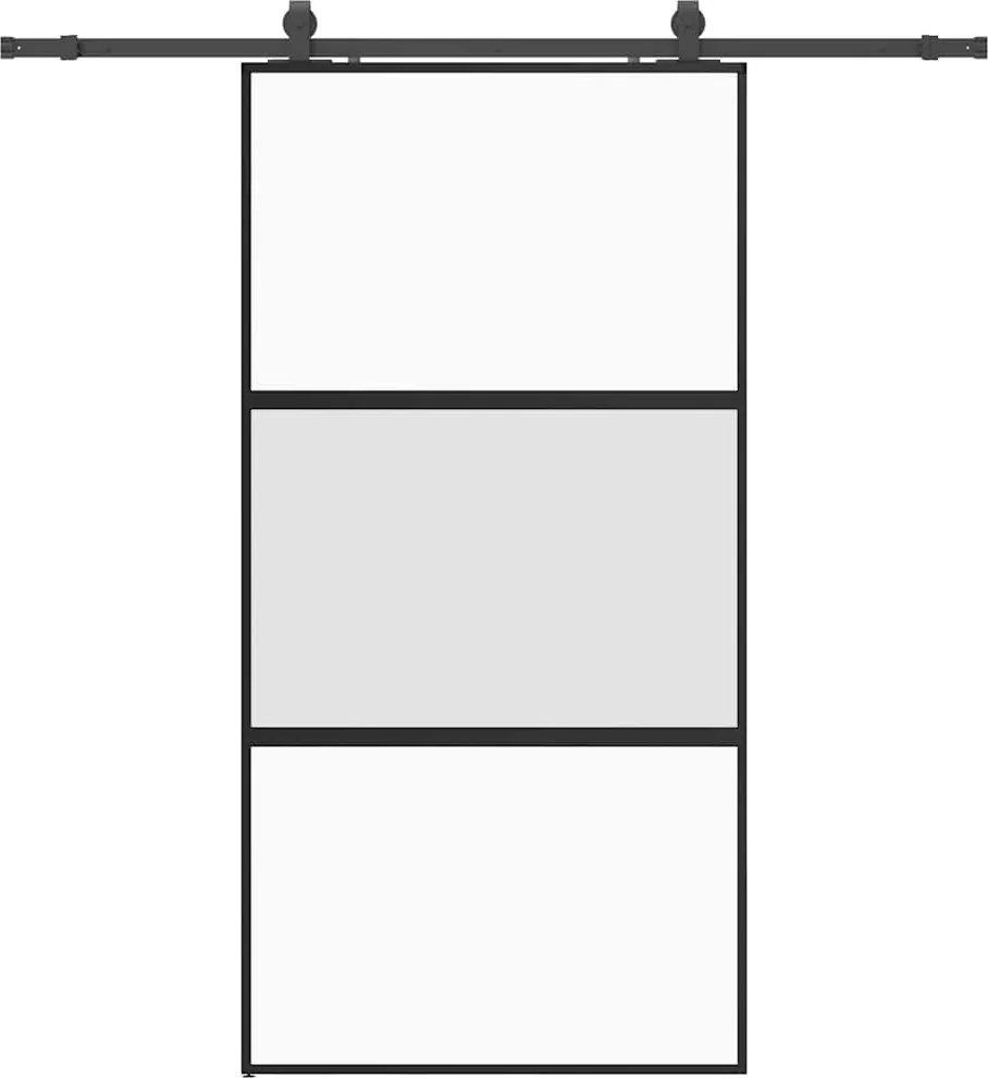 vidaXL fekete edzett üveg tolóajtó fémszerelék szettel 102,5x205 cm
