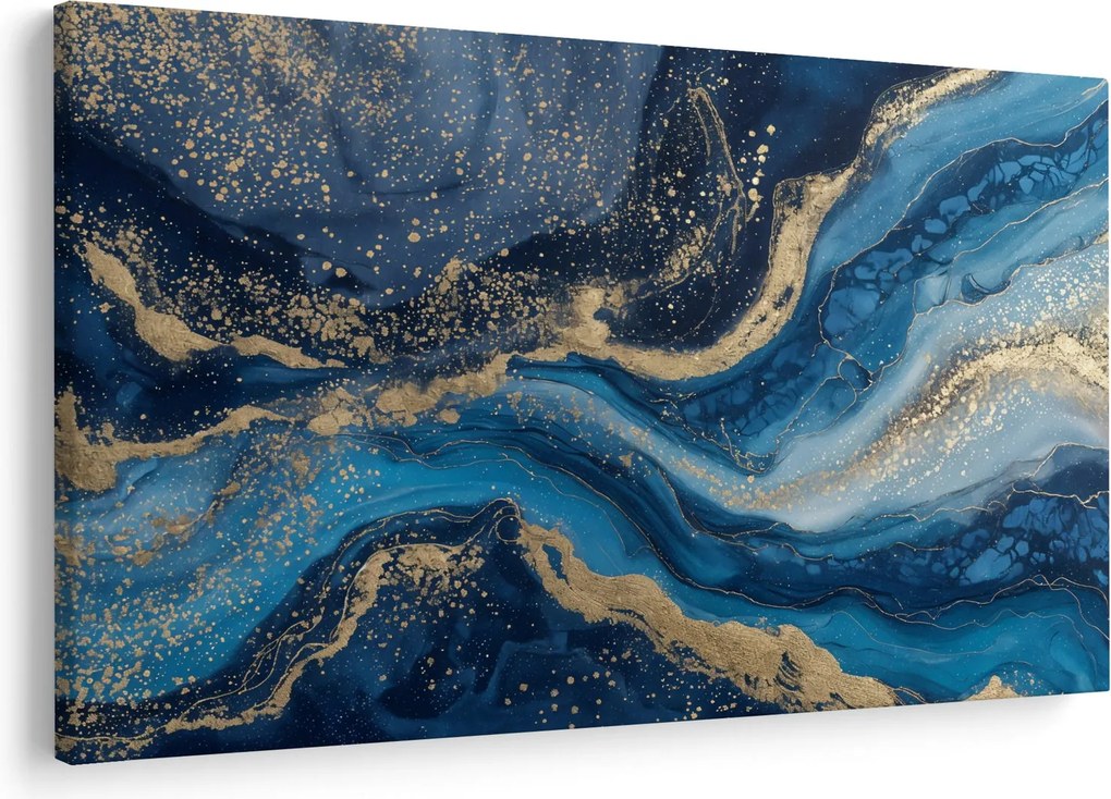Kép - Kék-arany absztrakt márvány (90x60 cm)