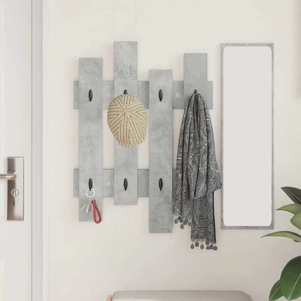Fali Kabáthorog tárolóval Beton szürke 60 x 3 x 82 cm Faanyag