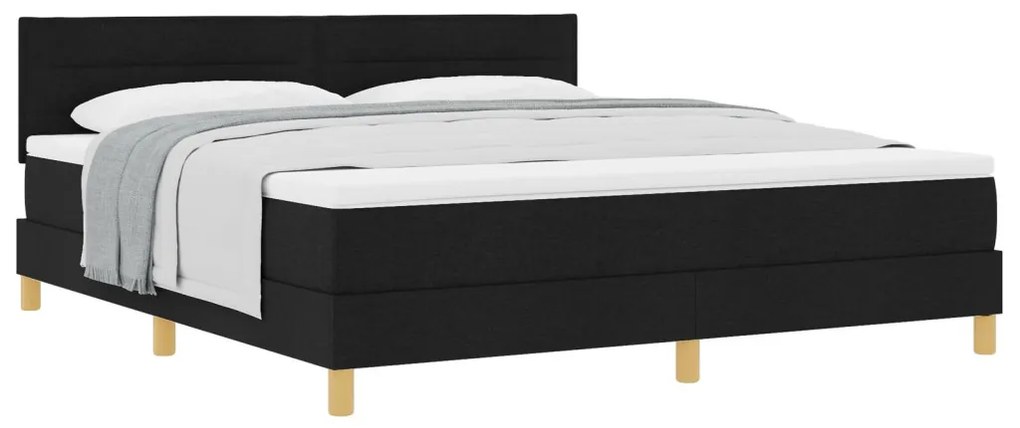 Box Spring Ágy Matraccal Fekete 180x200 cm Szövet