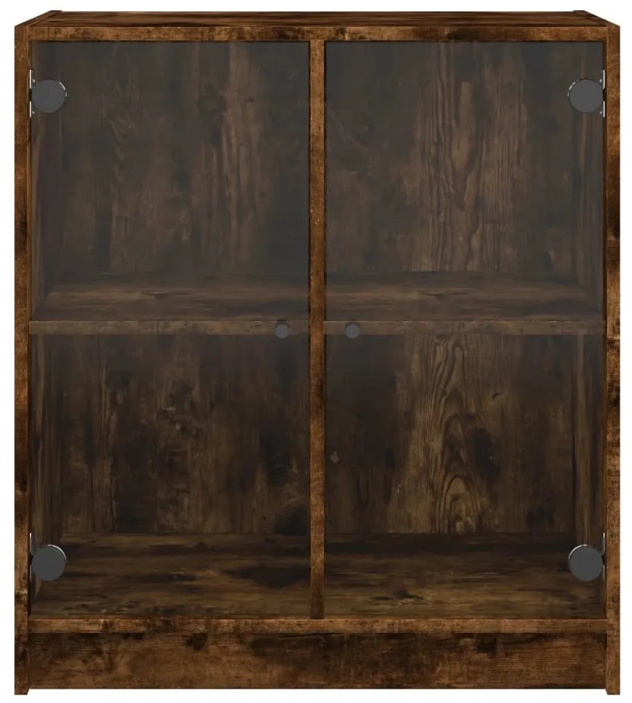 füstös tölgy színű kisszekrény üvegajtókkal 68 x 37 x 75,5 cm