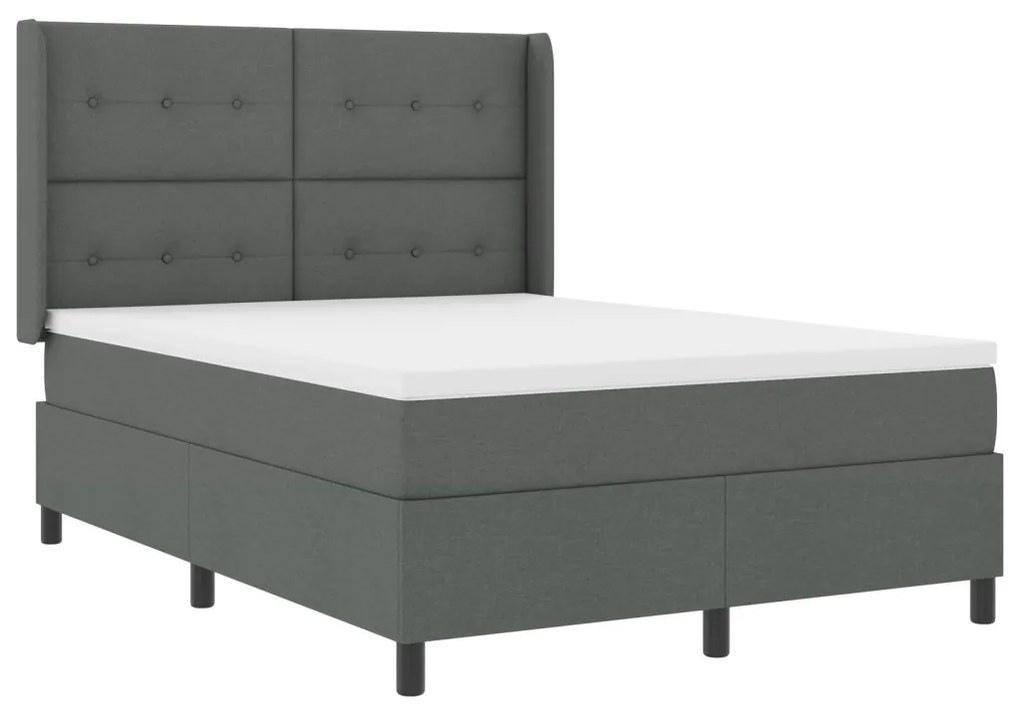 Boxspring Ágy Matrac nélkül Sötétszürke 160x200 cm Szövet