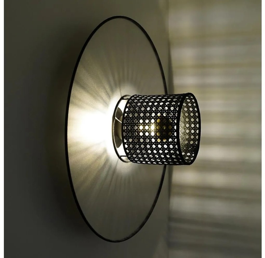 Duolla - Fali lámpa TOKYO RATTAN 1xE27/15W/230V átm. 50 cm ezüst/fekete