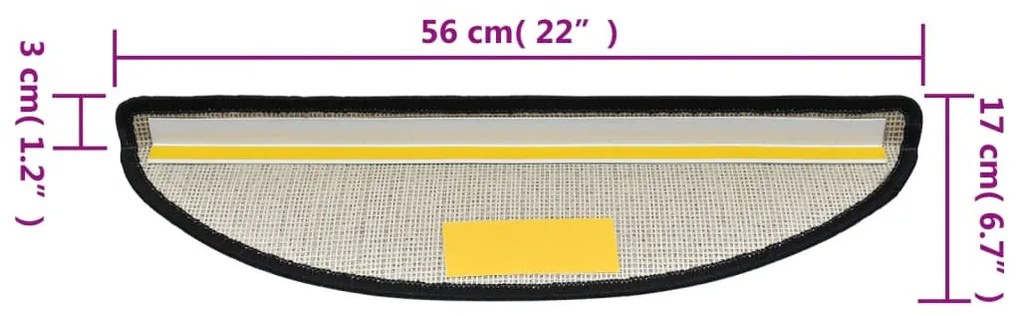 15 darab antracitszürke lépcsőszőnyeg 56 x 17 x 3 cm