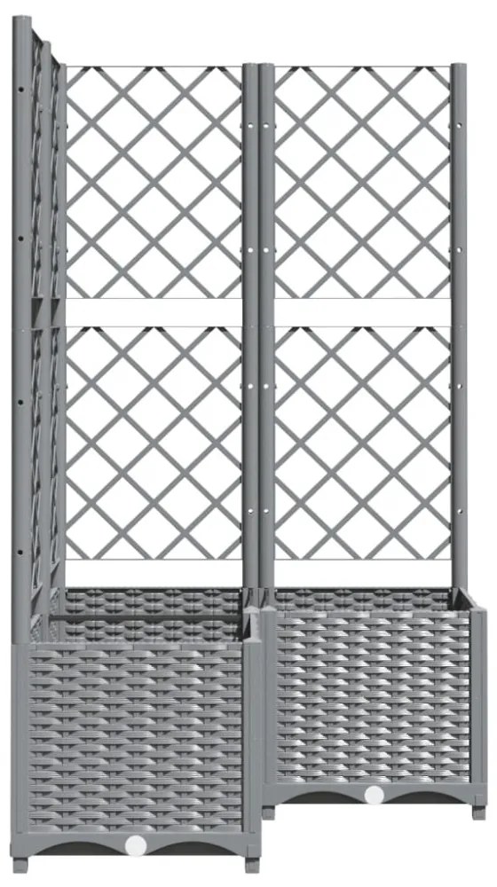 világosszürke PP rácsos kerti ültetőláda 80 x 80 x 136 cm