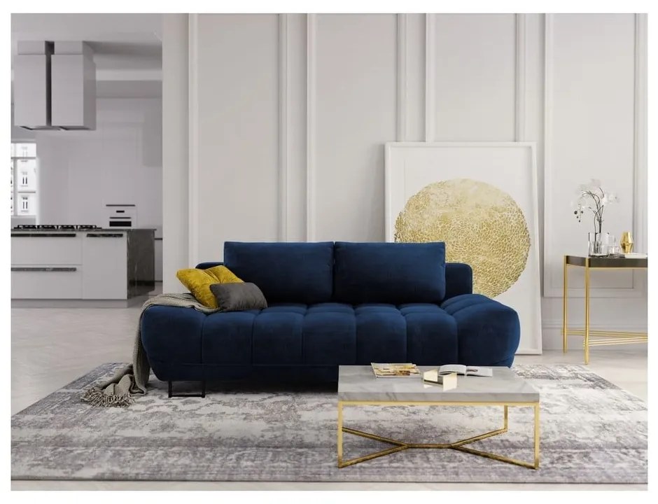 Cirrus királykék háromszemélyes kinyitható kanapé, bársony kárpittal - Windsor &amp; Co Sofas