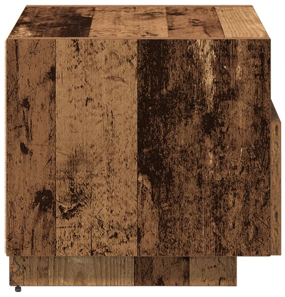 Éjjeli szekrények LED világítással 2 db Régi fa 40x39x37 cm