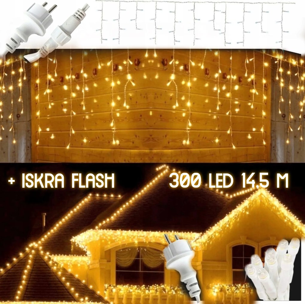 Jégcsap 300 Fix Lámpa Flash Led Kültéri IP44 Fényfüggöny Fehér