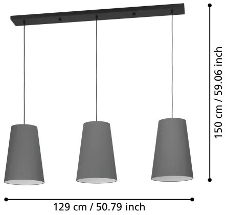 Eglo 390136 - Csillár zsinóron PETROSA 3xE27/40W/230V szürke