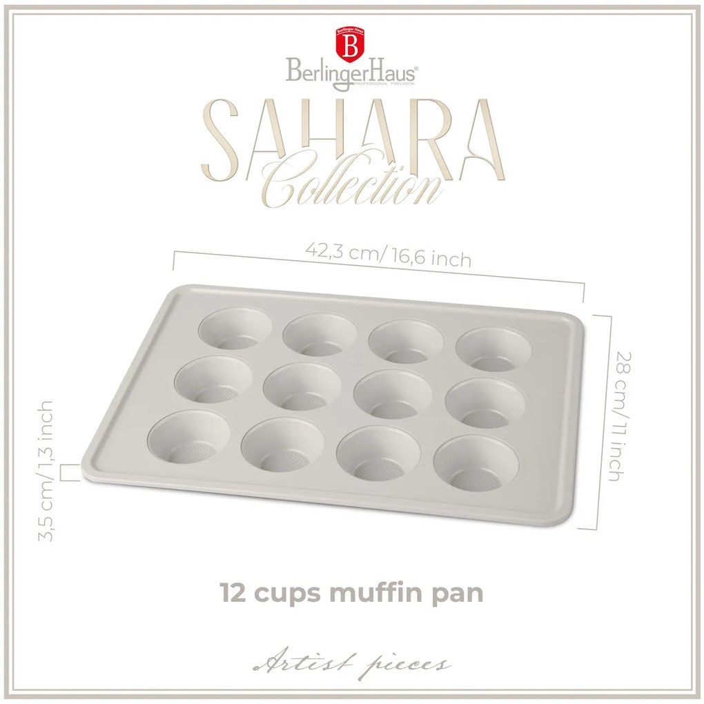 12 részes tapadásmentes muffin sütőforma Sahara Collection