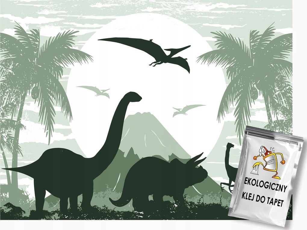 Fotótapéta Flizelina Dinoszauruszok Dzsungel Pálmafák Zöld Szoba 150x105 ragasztó