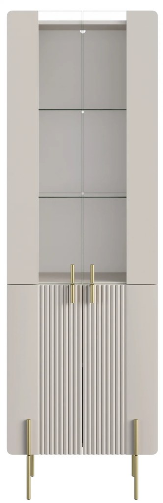 Malmi négyajtós vitrin 60 cm - kasmír / arany lábak